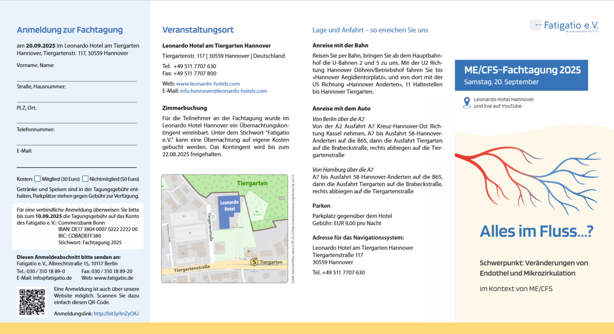 Flyer der ME/CFS-Fachtagung 2025 des Fatigatio e.V.